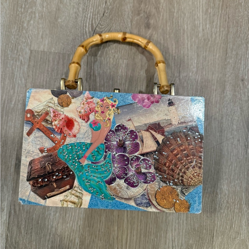 Mermaid Print Bamboo Top-Handle Case